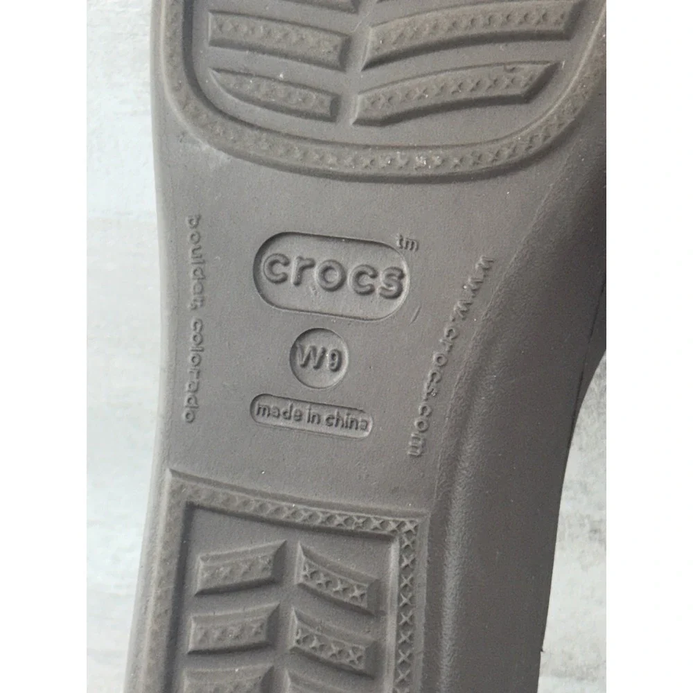 Crocs Patricia Wedge Sandals Women Sz 9 Brown Olive Green Multi Strap Slide